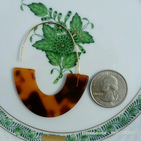 xx Trendy Threader Tortoise Acrylic Thin Hoop NWT - Picture 2 of 4
